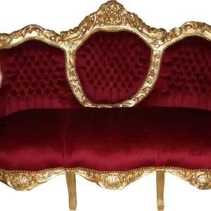 Casa Padrino 3 seater Baroque Lounge King Bordeaux Red / Gold Mod2 - living room couch furniture Lounge Super-Preis