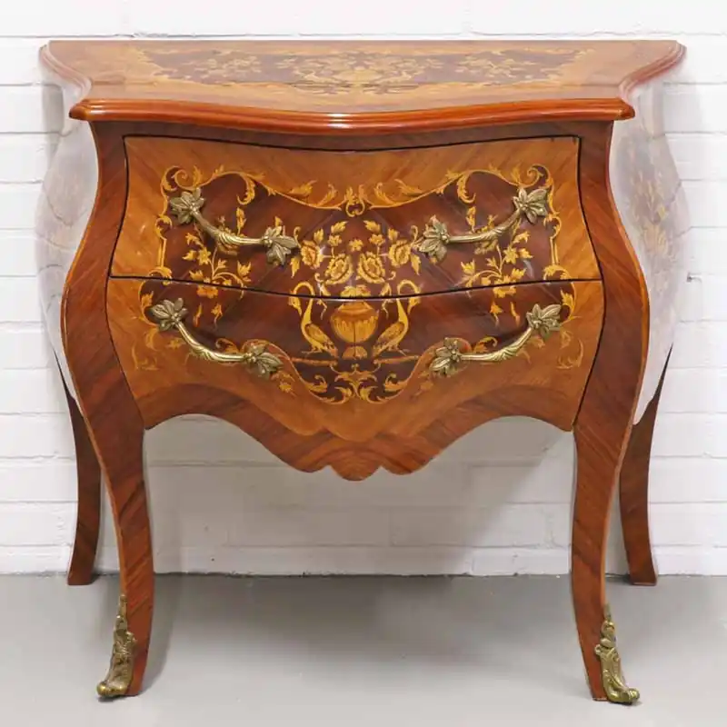 Casa Padrino baroque chest with 2 drawers in brown inlaid / brass 80 x 50 x H. 75 cm - Baroque Style Furniture Solange Der Vorrat Reicht