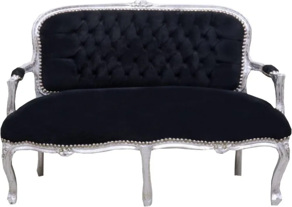 Casa Padrino baroque kids bench black / silver 90 x 38 x H. 67 cm - Antique Style Children's Furniture Angebot