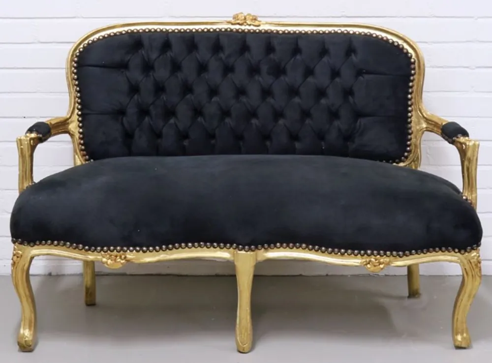 Casa Padrino baroque kids bench black / gold 90 x 38 x H. 67 cm - Antique Style Children's Furniture Preisknaller
