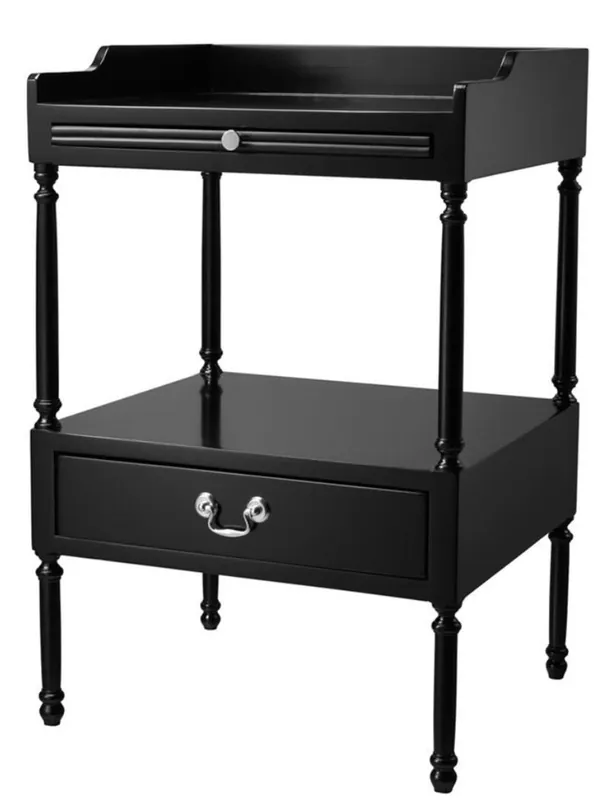 Preisknaller Casa Padrino Luxury Living Room Side Table Black / Silver 48 x 42 x H. 73 cm - Living Room Furniture
