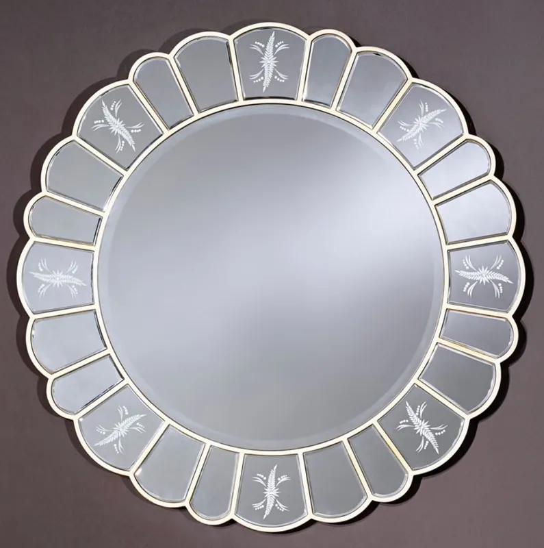 Casa Padrino wall mirror with decorative engravings Ø 100 cm - Luxury Living Room Accessories Sonderangebot