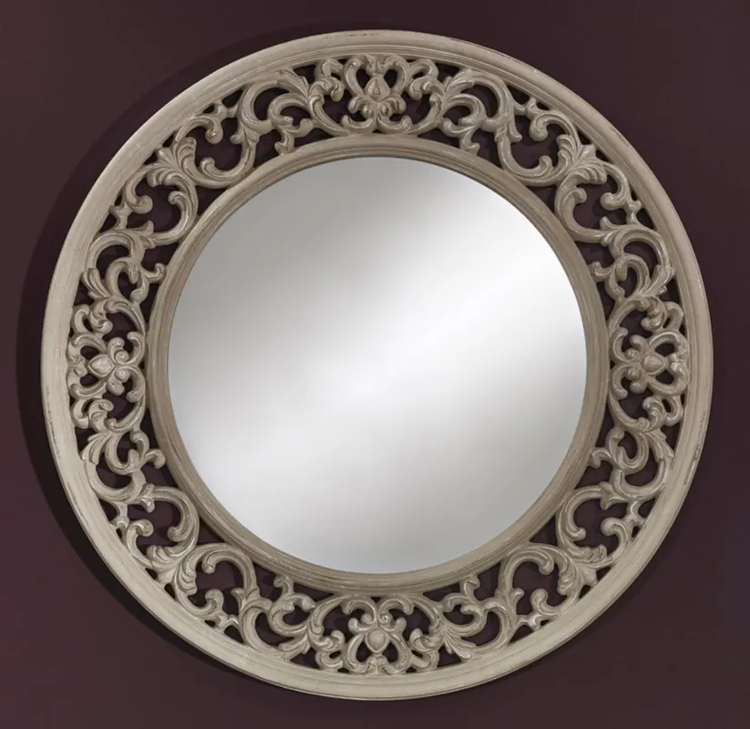 Markenware Casa Padrino Baroque mirror Greige Ø 100 cm - Antique style wall mirror