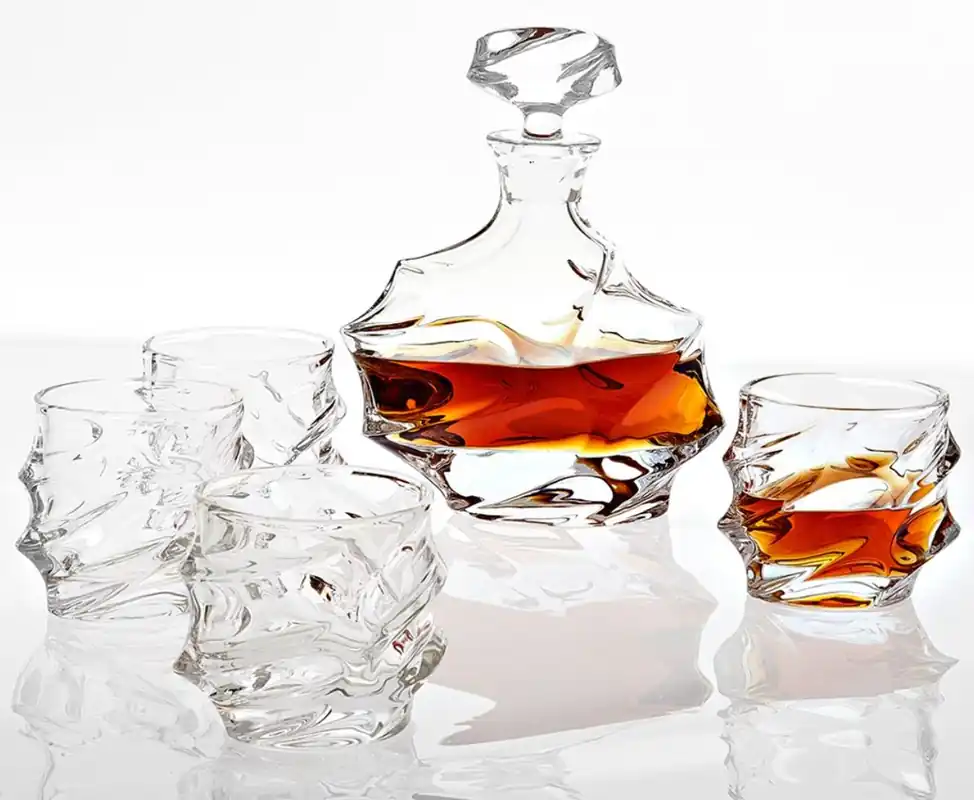 Nur Heute Casa Padrino crystal glass whiskey / cognac set - 4 Whiskey Glasses with Carafe - Luxury hotel & restaurant accessories