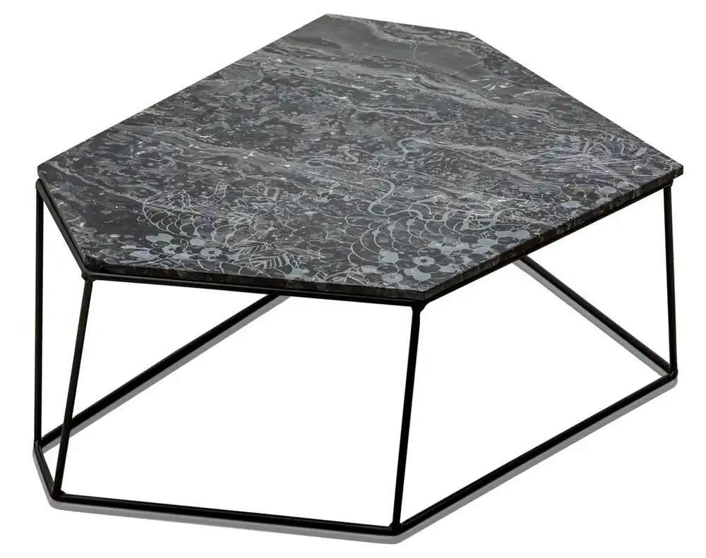 Casa Padrino designer coffee table black with pattern / black 89 x 54 x H. 30 cm - Luxury Living Room Table with Marble Top Bestpreis