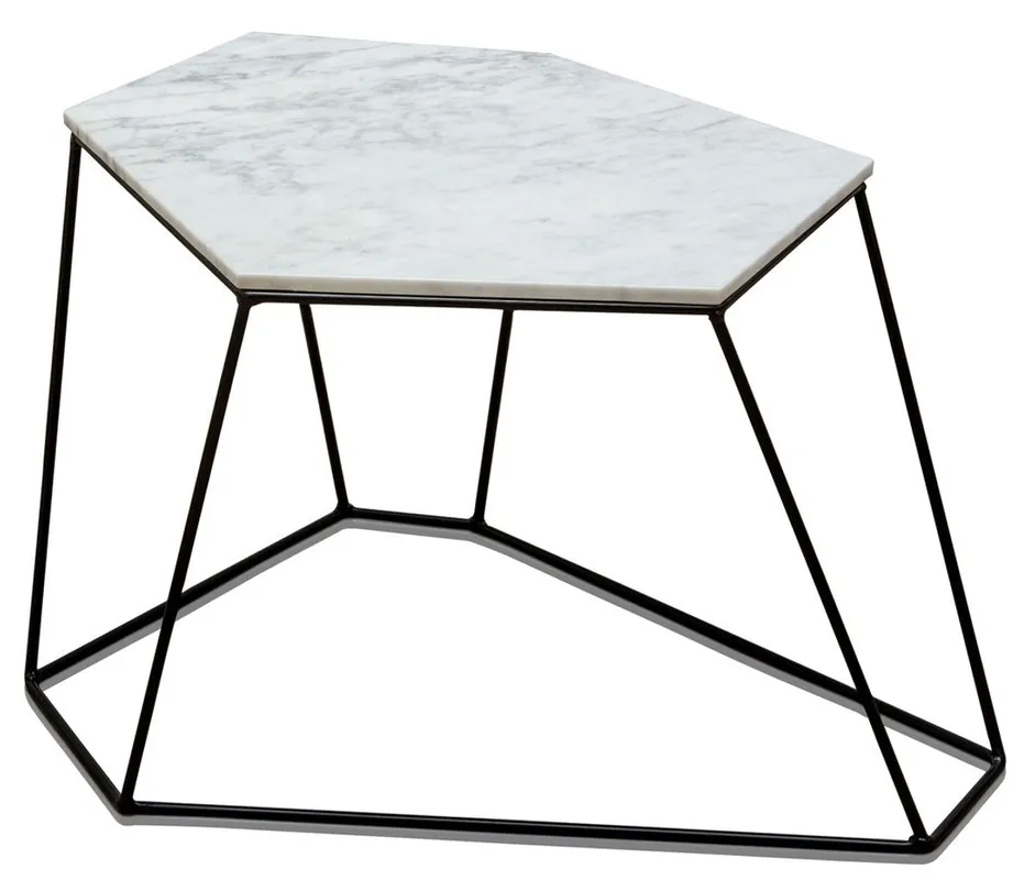 Casa Padrino designer coffee table white with pattern / black 64 x 48 x H. 40 cm - Luxury Living Room Table with Marble Top Bestseller