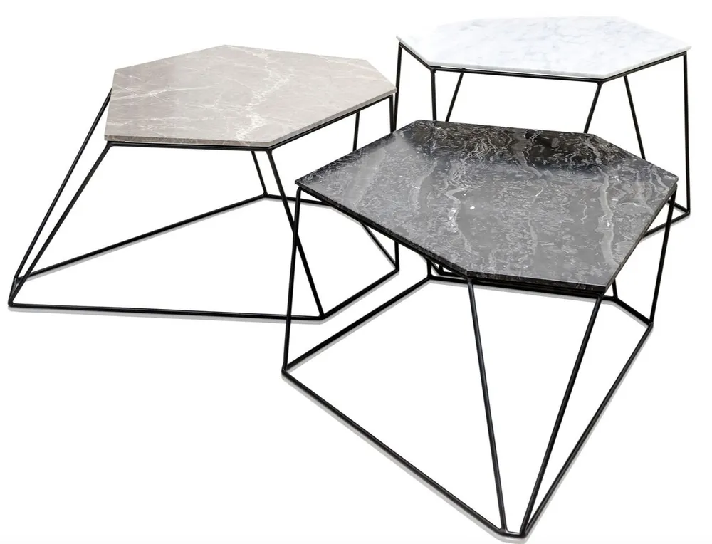 Casa Padrino designer coffee table set white / gray / black - Luxury Living Room Furniture Meistverkauft