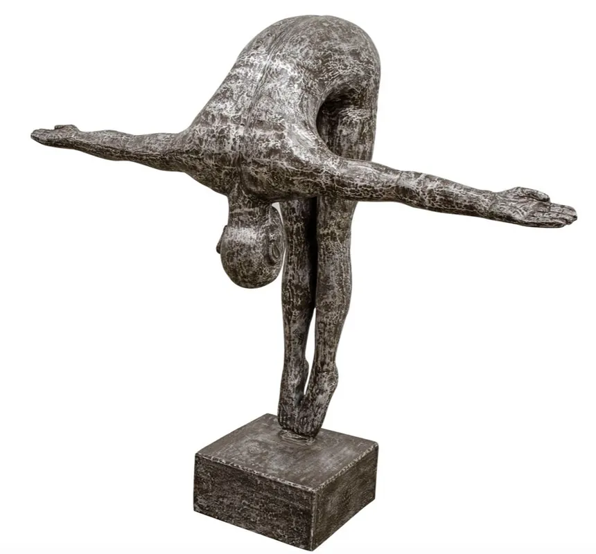 Casa Padrino diver sculpture silver / black 157 x 54 x H. 135 cm - Luxury Deco Diver Figure Neuheit