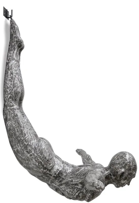 Sofort Bestellen Casa Padrino diver sculpture silver / black 147 x 157 x H. 80 cm - Luxury Deco Diver Figure