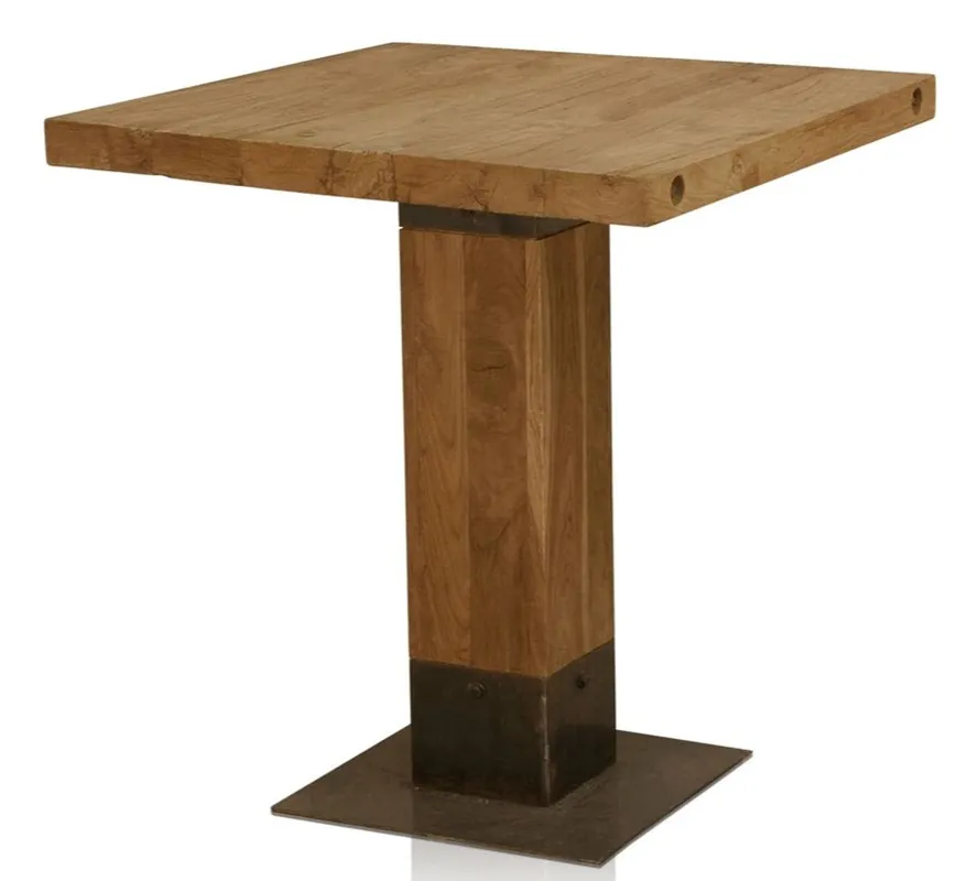 Nur Für Kurze Zeit Casa Padrino luxury teak bar table brown / black 70 x 70 x H. 100 cm - Gastronomy & Bar Furniture