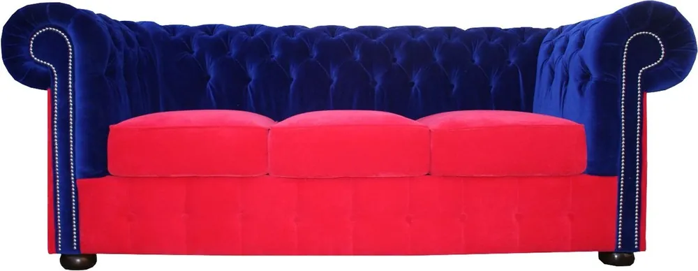 Wochenendangebot Casa Padrino Chesterfield 3 seater sofa in blue-red 200 x 90 x H. 78 cm - luxury quality