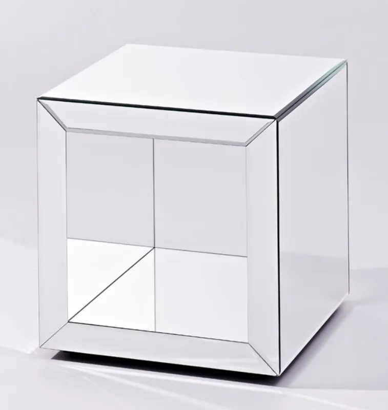 Markenprodukt Casa Padrino luxury mirror glass side table in cube design 46 x 46 x H. 48 cm - Designer Living Room Furniture