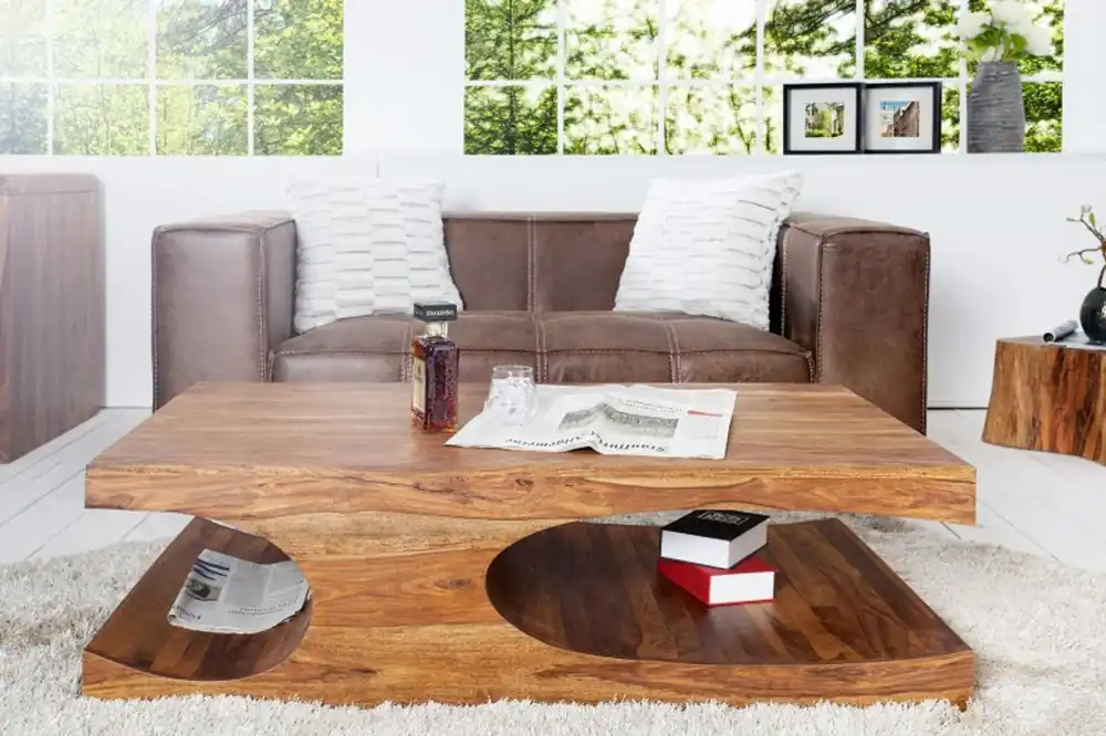 Casa Padrino designer solid wood coffee table nature B120 x H40 x D70 cm - living room table Expressversand