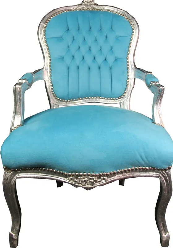Knallerangebot Casa Padrino Baroque Salon Chair Light Blue / Silver Mod1