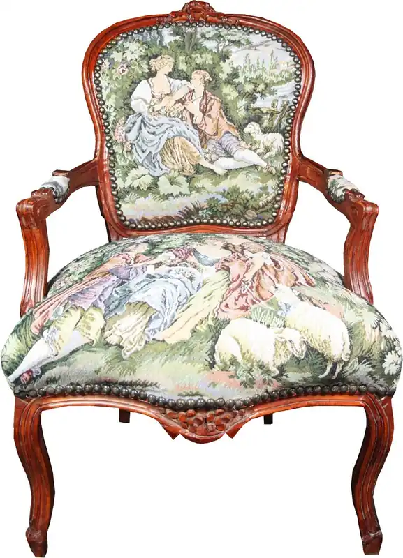 Casa Padrino Baroque Salon Chair Tapestry / Brown Sonderangebot