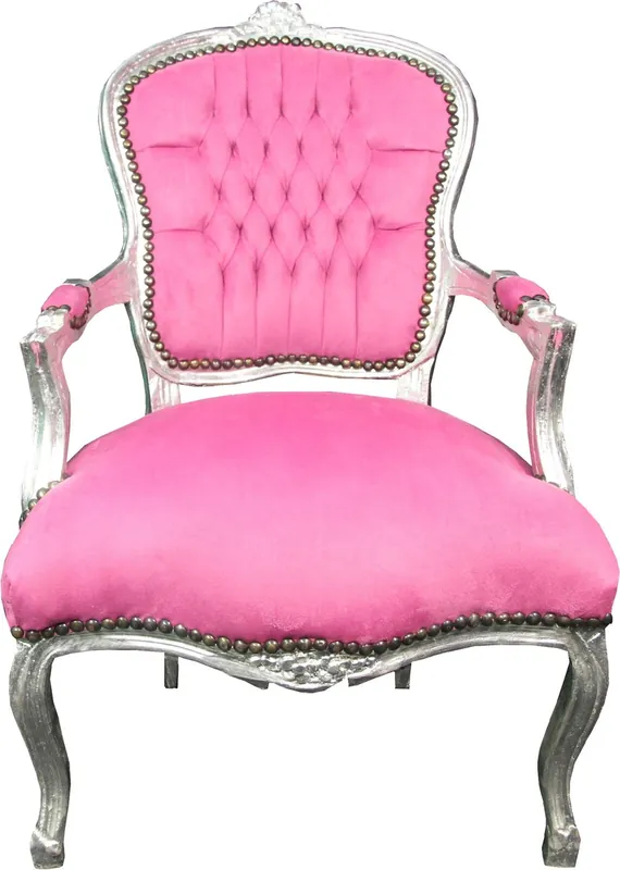 Sichere Zahlung Casa Padrino Baroque Salon Chair Pink / Silver - Baroque Antique Style Furniture