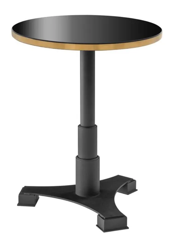 Casa Padrino luxury dining table black / brass Ø 60 x H. 75.5 cm - Luxury Dining Room Furniture Online Kaufen