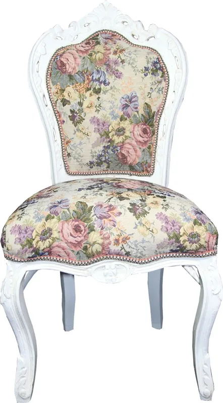 Casa Padrino Baroque Dining Chair Flower Pattern / Antique White Mod 2 - Antique style furniture Saisonangebot