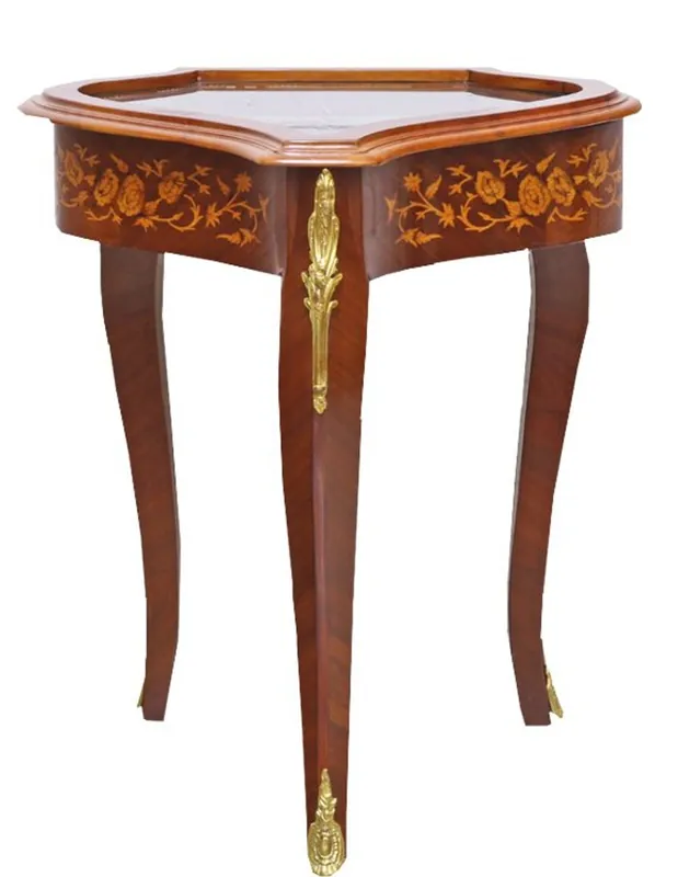 Heißes Angebot Casa Padrino Baroque Side Table Mahogany Inlaid / Gold H75 x 55 cm - Louis XVI Antique Style Table - Furniture