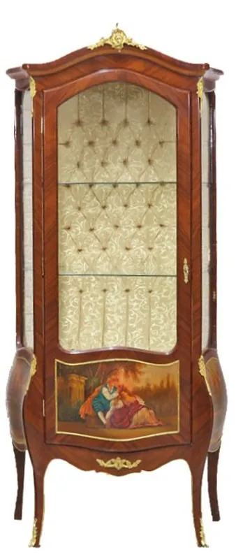 Direktkauf Casa Padrino Baroque Showcase Model Mahogany Brown / Gold H 190 cm, W 85 cm - Showcase - Living room cupboard