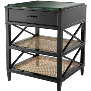 Casa Padrino luxury side table with drawer and shelf black / natural colors / bronze 60 x 56 x H. 76 cm - Hotel Furniture Kracherpreis