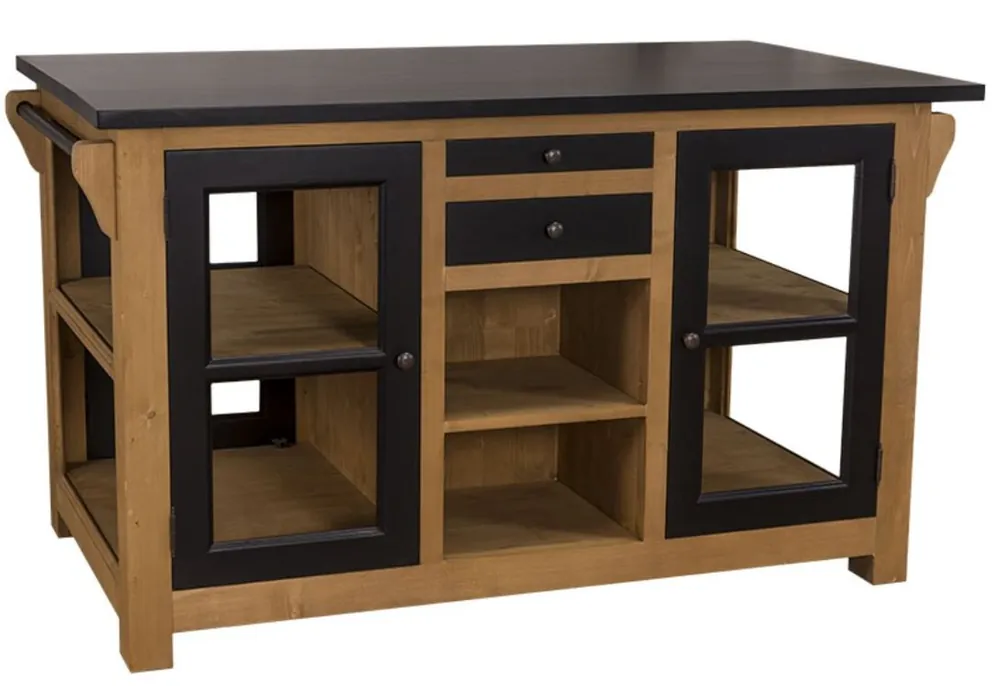 Casa Padrino country style kitchen cabinet with worktop natural colors / black 150 x 90 x H. 90 cm - Country Style Kitchen Furniture Knallerangebot