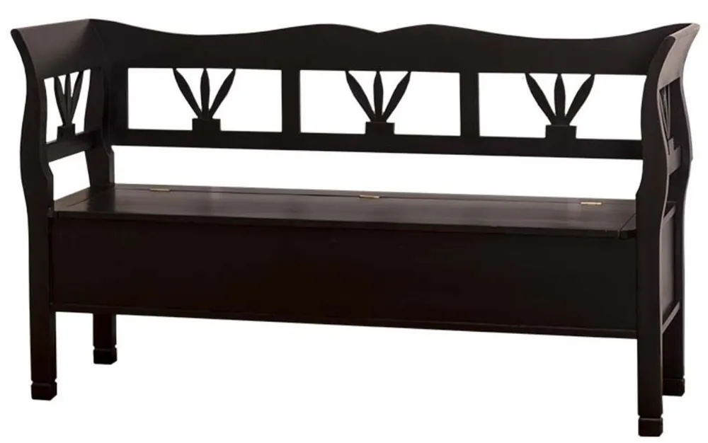 Online Kaufen Casa Padrino country style garden bench with storage compartment for firewood black 163 x 48 x H. 92 cm - Garden Furniture in Country Style