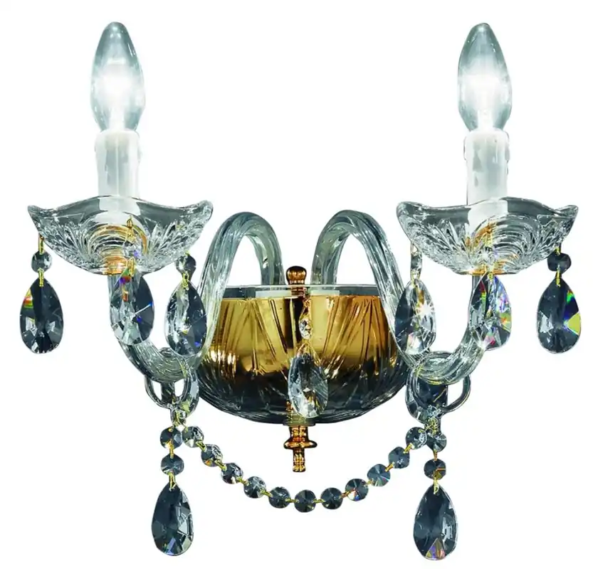 Sichere Zahlung Casa Padrino baroque style crystal wall lamp gold 35 x 32 x H. 25 cm - Baroque Furniture & Accessories