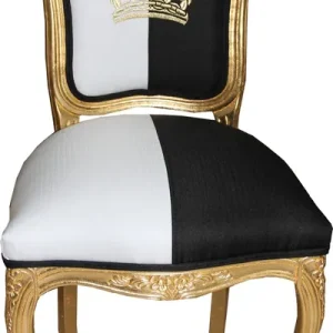 Pompöös by Casa Padrino Baroque Dining Chair Black / White / Gold - Pompööser Baroque Chair designed by Harald Glööckler Sonderangebot