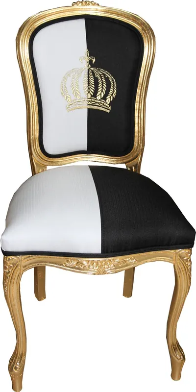 Pompöös by Casa Padrino Baroque Dining Chair Black / White / Gold - Pompööser Baroque Chair designed by Harald Glööckler Sonderangebot
