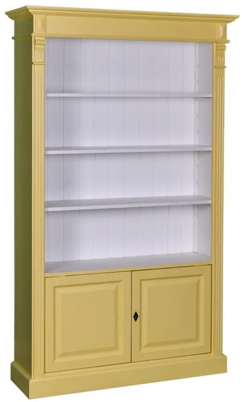 Wochenendangebot Casa Padrino country house style bookcase yellow / white 119 x 39 x H. 197 cm - Living Room Cabinet in Country House Style