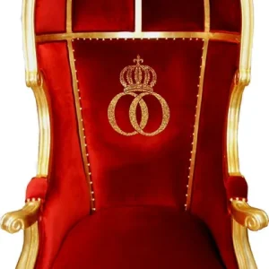 Pompöös by Casa Padrino Luxury Balloon Baroque Armchair Bordeaux / Black / Gold with glittering crown - Pompööser Baroque Armchair designed by Harald Glööckler Markenware