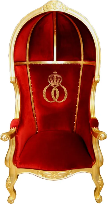 Pompöös by Casa Padrino Luxury Balloon Baroque Armchair Bordeaux / Black / Gold with glittering crown - Pompööser Baroque Armchair designed by Harald Glööckler Markenware