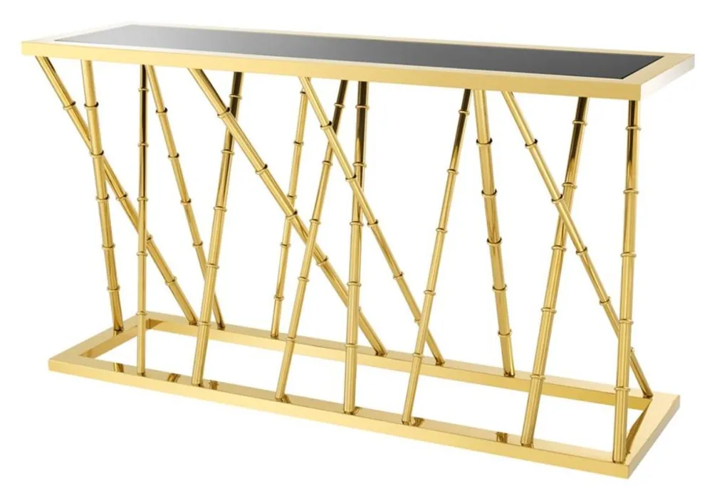 Casa Padrino Luxury Console Gold / Black 139.5 x 40 x H. 78 cm - Luxury Furniture Neuheit