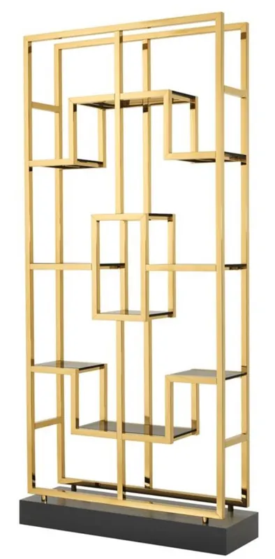 Casa Padrino Luxury Living Room Shelf Cabinet Gold / Black 108 x 29 x H. 240 cm - Luxury Furniture Nur Heute