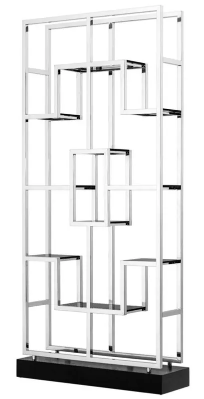 Casa Padrino Luxury Living Room Shelf Cabinet Silver / Black 108 x 29 x H. 240 cm - Luxury Furniture Zertifiziert
