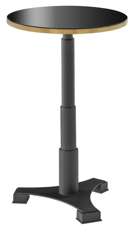 Begrenztes Angebot Casa Padrino luxury bar table black / brass Ø 60 x H. 110 cm - Luxury Collection