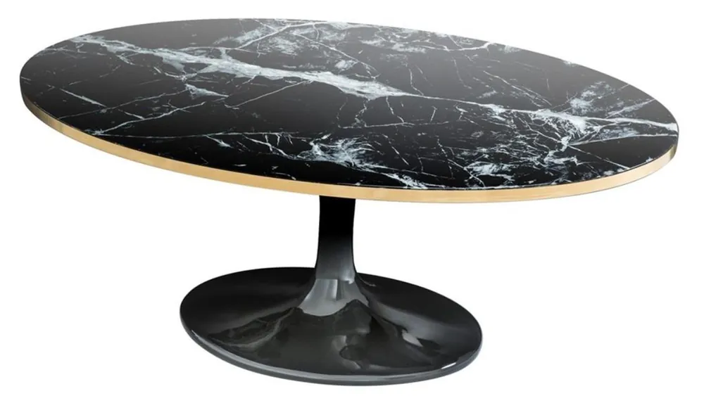 Casa Padrino Luxury Coffee Table Oval Black / Brass Colors 120 x 60 x H. 50,5 cm - Luxury Coffee Table Top-Seller