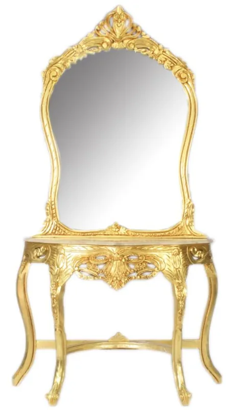 Neue Kollektion Casa Padrino Baroque Mirror Console Gold / Cream 95 x 40 x H. 190 cm - Baroque Style Make-Up Console