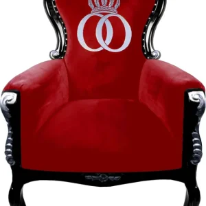 Zertifiziert Pompöös by Casa Padrino luxury baroque armchair Bergere red / black / silver - Pompöös baroque armchair designed by Harald Glööckler