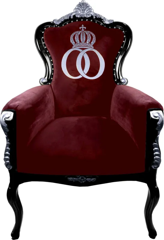 Pompöös by Casa Padrino luxury baroque armchair Bergere burgundy / black / silver - Pompöös baroque armchair designed by Harald Glööckler Sofort Bestellen