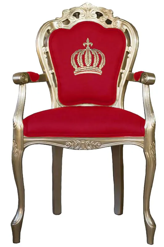 Pompöös by Casa Padrino luxury baroque dining chair with armrests red / gold - Pompöös baroque chair designed by Harald Glööckler Heißes Angebot