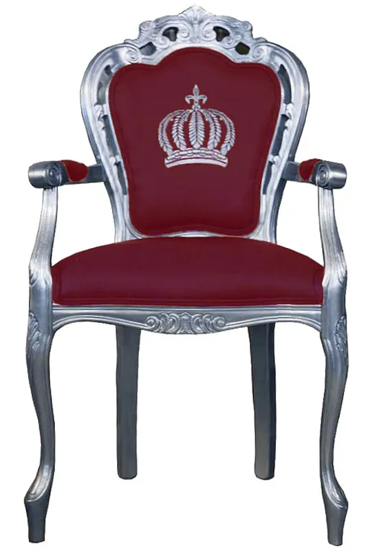 Super-Preis Pompöös by Casa Padrino luxury baroque dining chair with armrests burgundy / silver - Pompöös baroque chair designed by Harald Glööckler