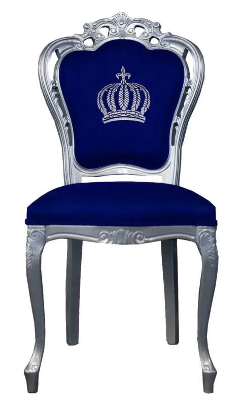 Pompöös by Casa Padrino luxury baroque dining chair blue / silver - Pompöös baroque chair designed by Harald Glööckler Solange Der Vorrat Reicht