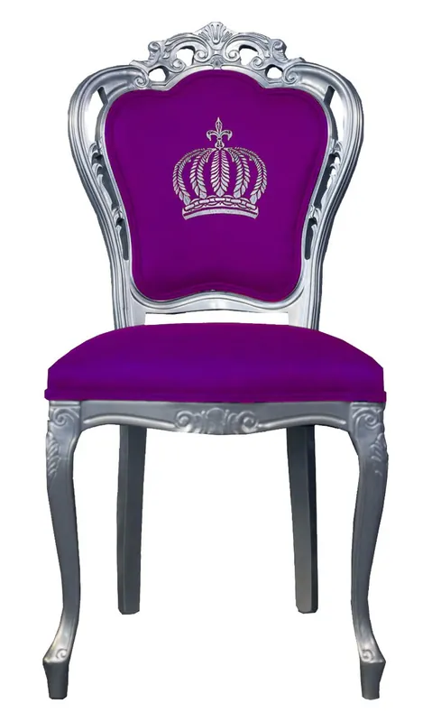 Markenprodukt Pompöös by Casa Padrino luxury baroque dining chair purple / silver - Pompöös baroque chair designed by Harald Glööckler
