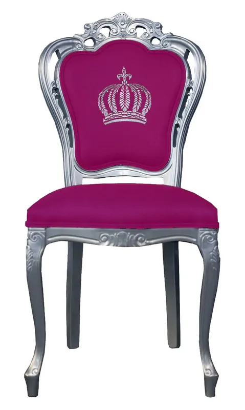 Geprüft Pompöös by Casa Padrino luxury baroque dining chair pink / silver - Pompöös baroque chair designed by Harald Glööckler