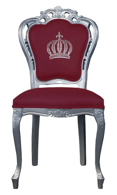 Pompöös by Casa Padrino luxury baroque dining chair burgundy / silver - Pompöös baroque chair designed by Harald Glööckler Super-Preis