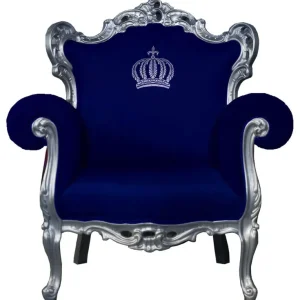 Billig Pompöös by Casa Padrino luxury baroque armchair blue / silver - Pompöös baroque armchair designed by Harald Glööckler