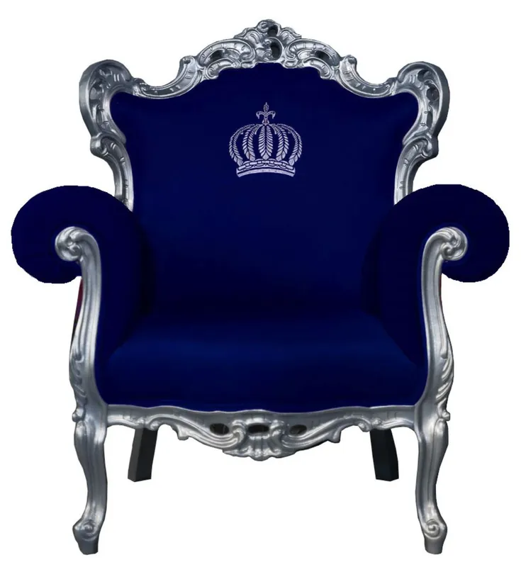 Billig Pompöös by Casa Padrino luxury baroque armchair blue / silver - Pompöös baroque armchair designed by Harald Glööckler