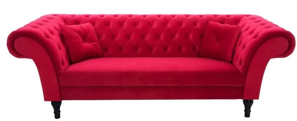Direktkauf Casa Padrino Chesterfield Sofa in Red 225 x 90 x H 79 cm - Designer Chesterfield Sofa